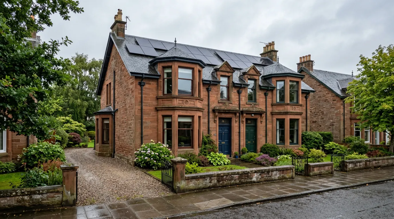 Solar panels installed on a rooftop in Perth, Scotland