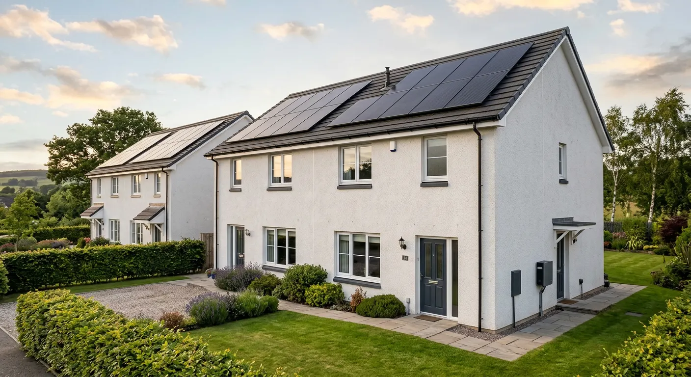 Scottish home with roof solar panels and a battery system